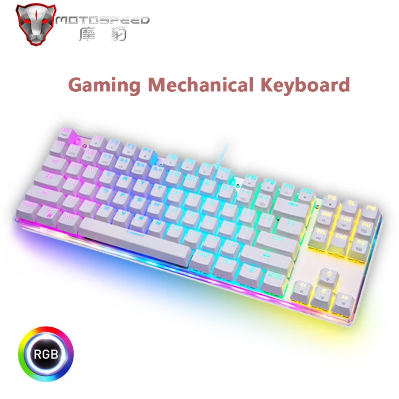Motospeed edition игровая механическая клавиатура 87 клавиш RGB подсветка красный/синий переключатель USB Проводная клавиатура английский/русский для геймера