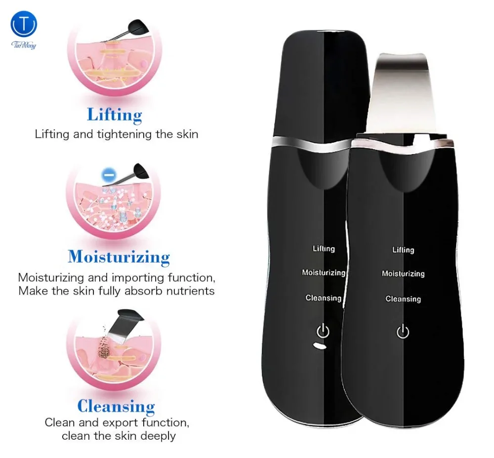 

Tinwong Deeply ultrasonic face skin pore cleaner device Beauty Cleanser Instrument face scrubber