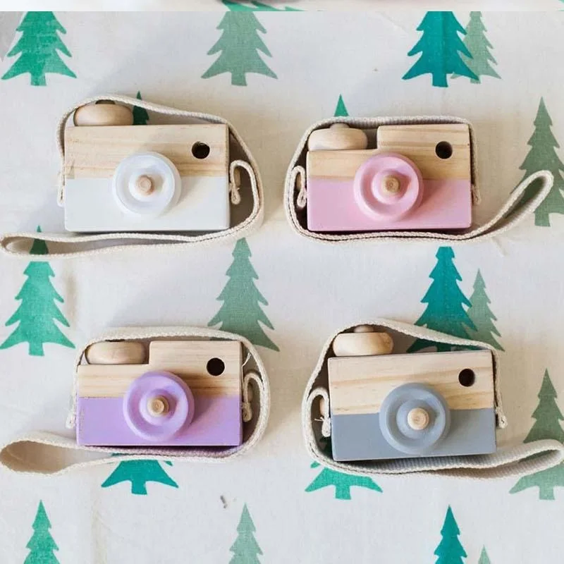 

Wooden Toy Camera Kids Creative Neck Photography Prop Decor Children Festival Gift Baby Educational Toys Gifts Hot Sale 6 Colors