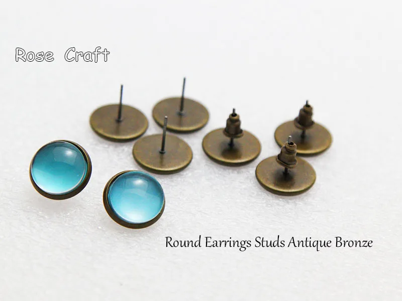 

10pcs Stud Earrings for Women with Ear Cap Setting Blank Base Fit Cabochon Cameo DIY Jewelry Making Inner 8/10/12/14/16mm