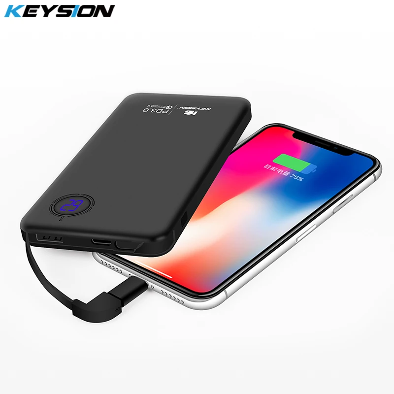 KEYSION 8000mAh 29 6 WH Type C PD Быстрая зарядка Power Bank 18W 3 портовый QC3.0 внешний аккумулятор для