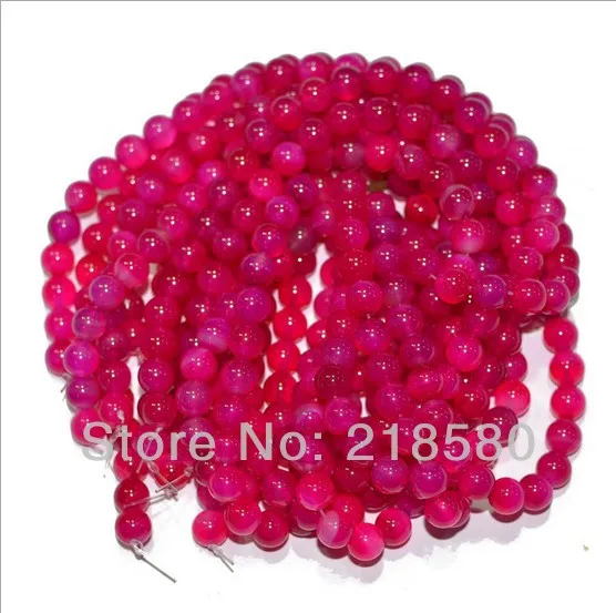 

H-ARB15 5 Strands/lot Hot Pink Fuchsia Round Agat Beads 10mm