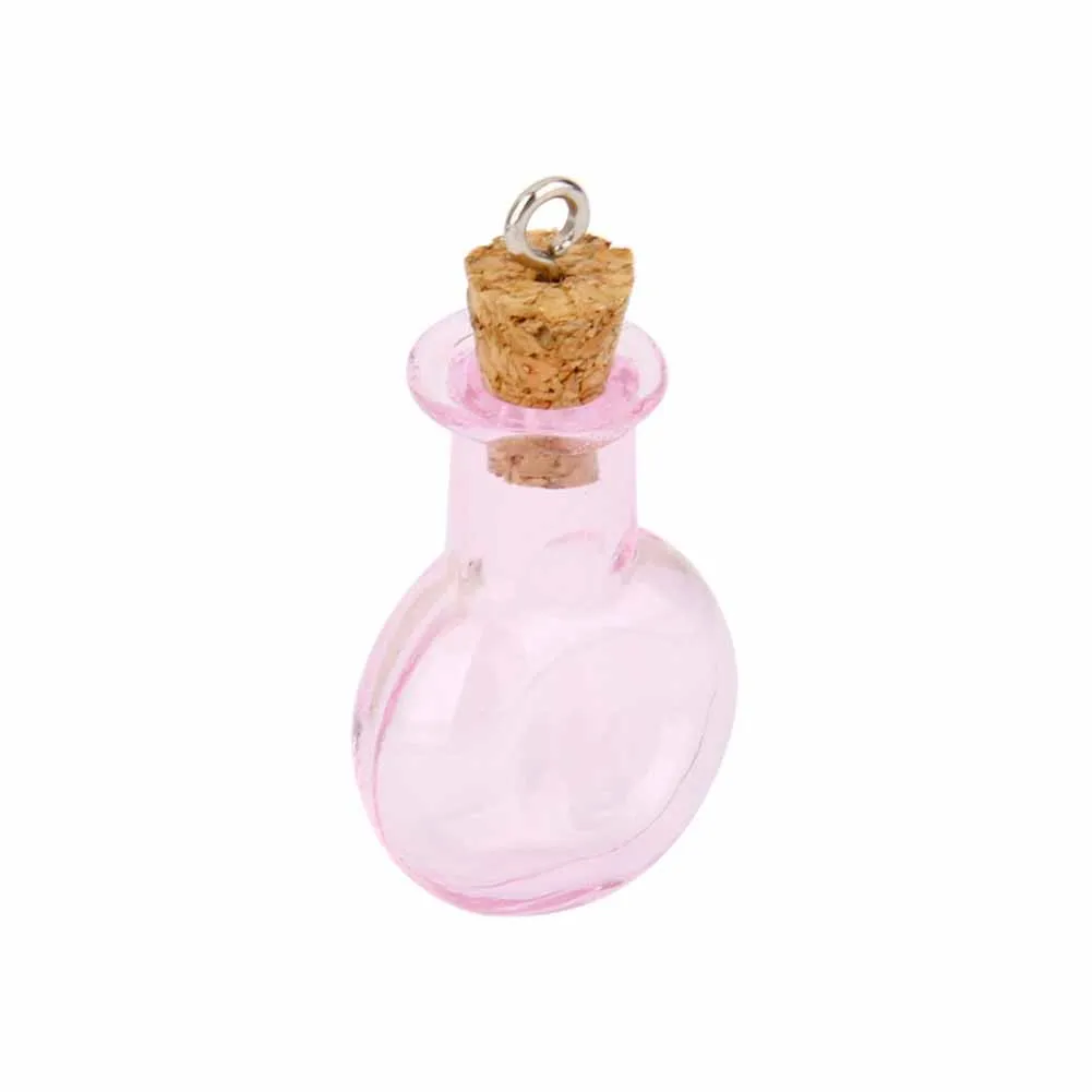 Розовые маленькие стеклянные бутылки флаконы банки с подвесной пробкой Плоская
