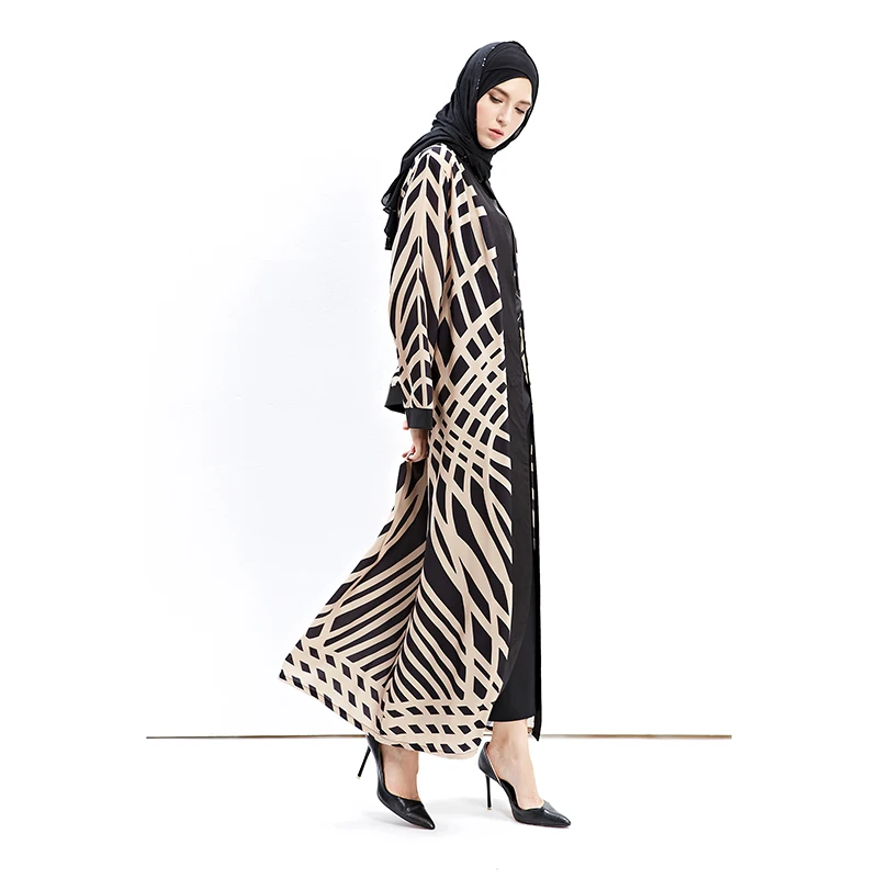 Исламская халат Летняя Открытая abaya Макси платье Винтаж мусульманских Для женщин