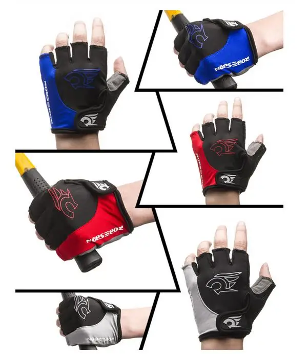 Велосипедные перчатки ROBESBON унисекс Нескользящие Гелевые на пол пальца для езды