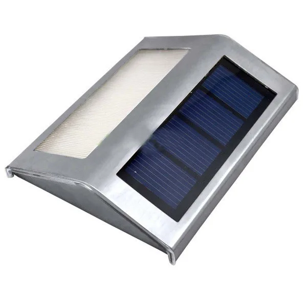 20 Pcs/lot Stainless Steel Solar Lamp 2LED Powered Stairways Landscape Garden Path Wall Light Lamp