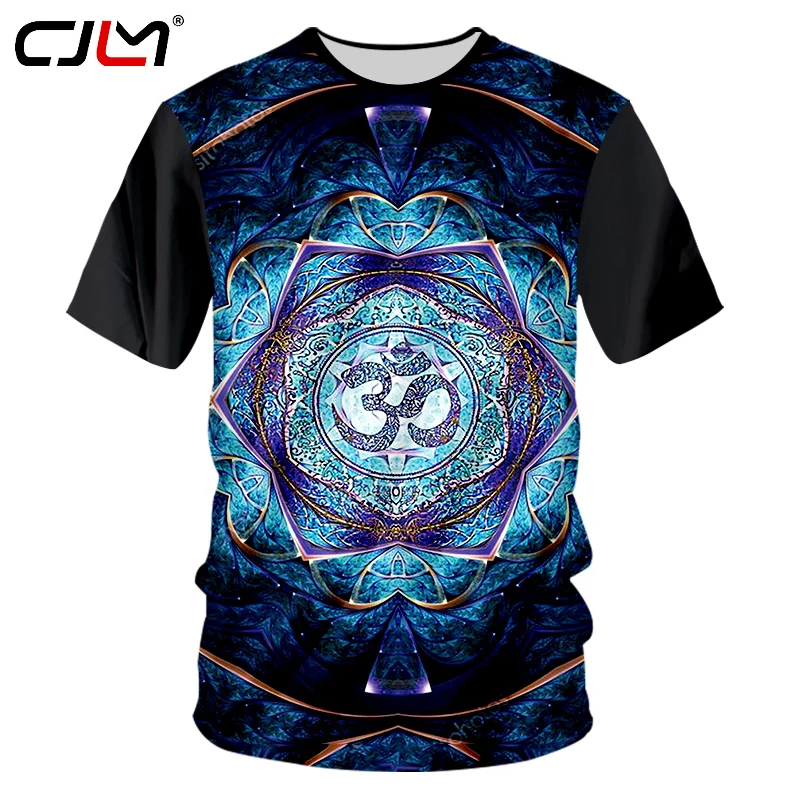

CJLM Men Casual Tshirt Black Summer 3D Print Flower Mandala T-shirts Man Hip Hop Sportwear Homme Crewneck Dropshipping Wholesale