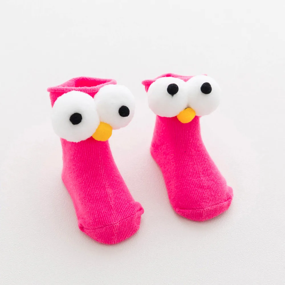 Hot Pink 1 пара хлопковых носков с длинными глазами для маленьких мальчиков и девочек, малышей, детей - Цвет: Hot Pink