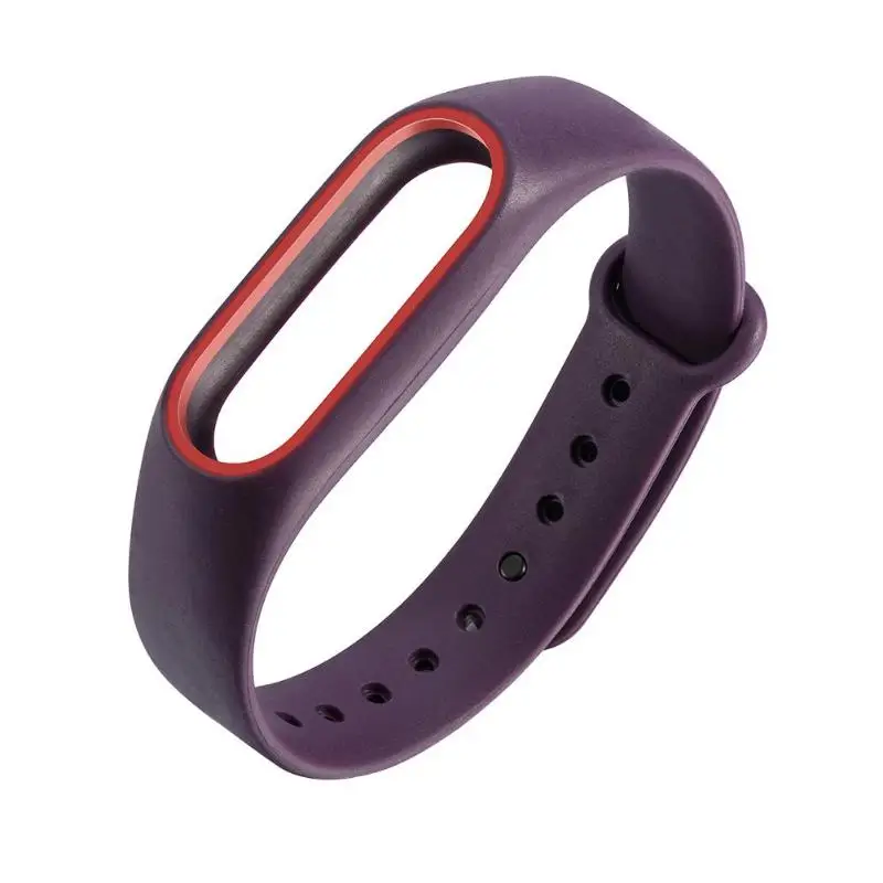 Purple 1 шт., 220 мм, двойной цвет, сменный умный Браслет, ремешок для Xiaomi mi, 2, Смарт-часы, ремешок, браслет для mi Band 2 - Цвет: Purple