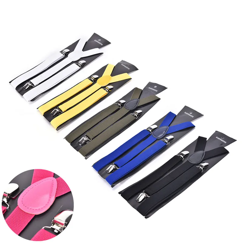 Подтяжки для мужчин и женщин Эластичные подтяжки с зажимом джинсов брюк черные