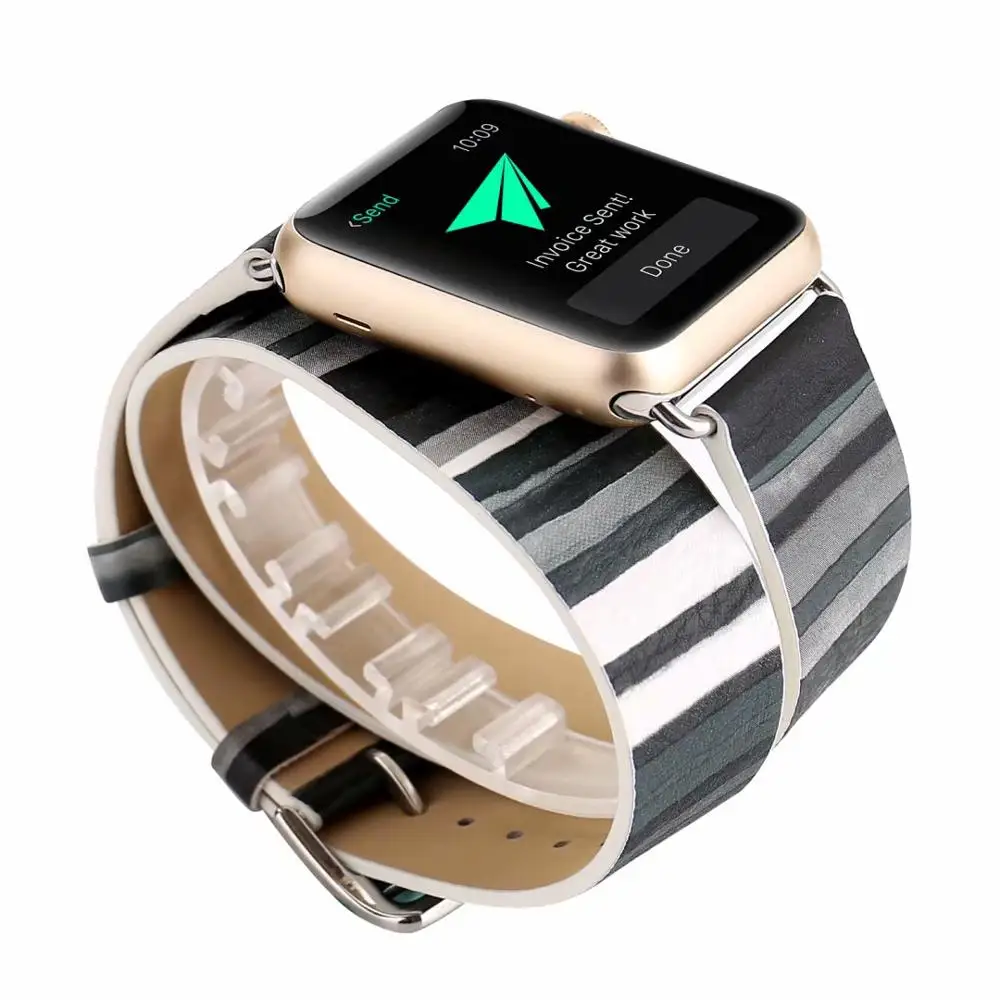 Ремешок из натуральной кожи для Apple watch band 4 44/40 мм двойной круглый цветной