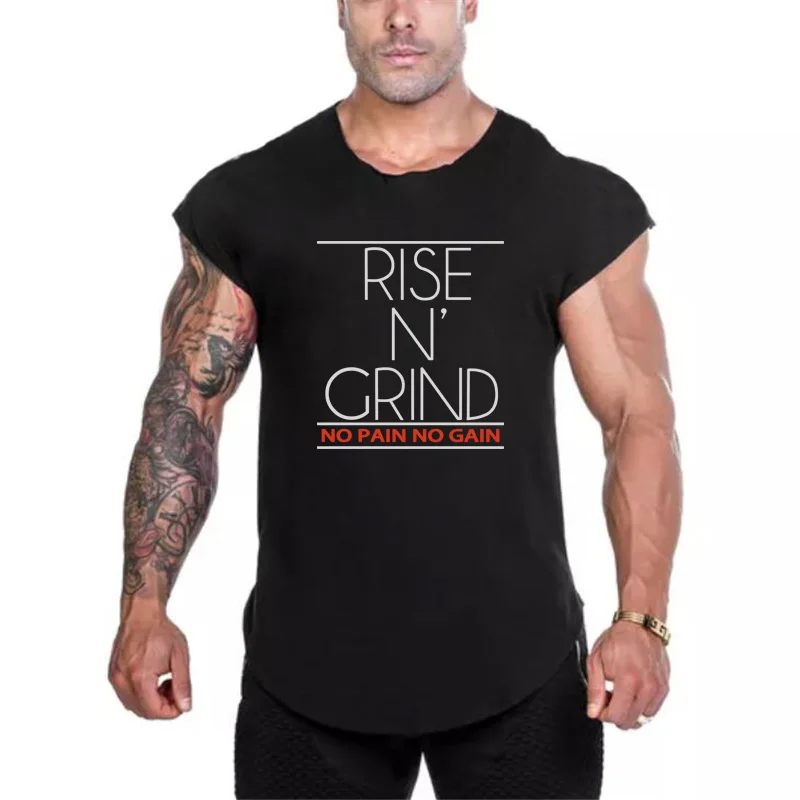 Brand Fitness Clothing No Pain No Gain Gyms T Shirt Men Slim fit Tshirt Extended Scallop Hem 2021 Summer Japanese Sleeve T-Shirt