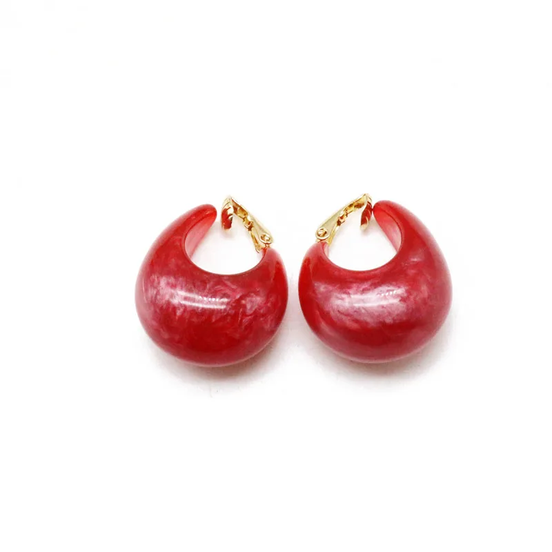 red Милые цветные элегантные серьги-Клипсы из смолы - Окраска металла: red