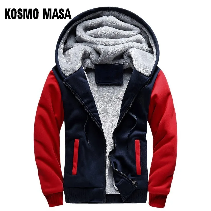 KOSMO MASA, флисовые толстые толстовки на молнии, мужские толстовки с капюшоном и длинными рукавами, Мужская Уличная верхняя одежда, толстовки для мужчин MHS073