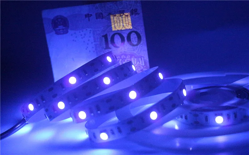 0,5-2 м 5050 SMD чип УФ светодиодная лента светильник 30 светодиодов/м не водонепроницаемый Ультрафиолетовый 395-410nm DC 5 В USB Светодиодная лента лампа для шкафа