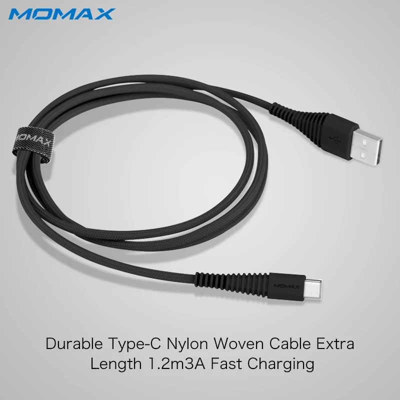 MOMAX высокой Скорость USB к Тип c Быстрая зарядка кабель 1.2 м плетеный нейлоновый