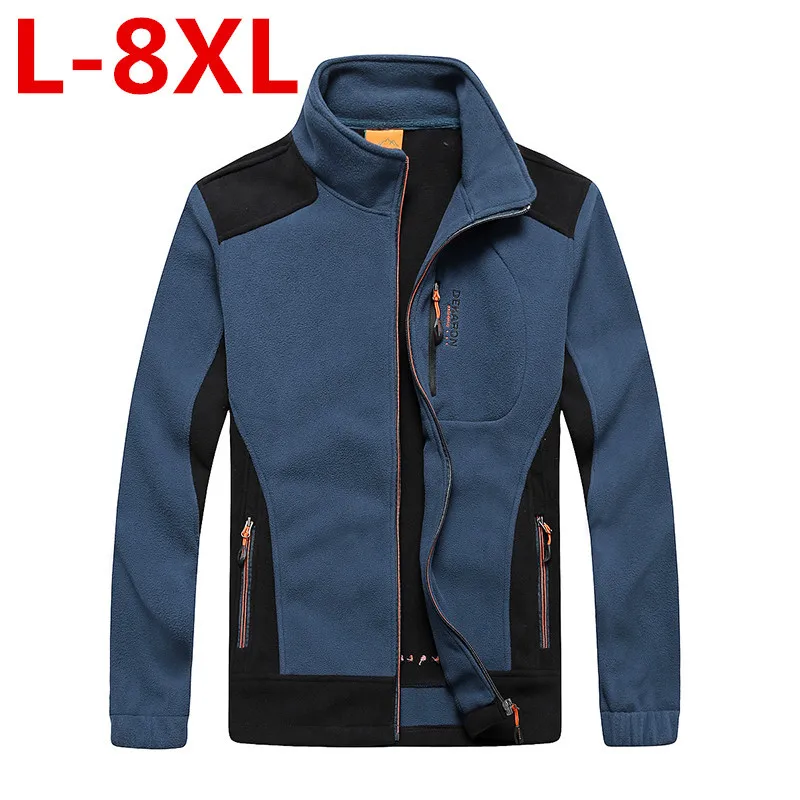 Плюс размер 8XL 7XL 6XLmens одежда осень зима флисовая армейская куртка софтшелл для
