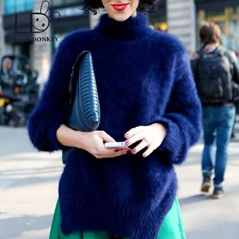 

LOVELYDONKEY mink cashmere sweater women long cashmere pullovers knitted pure mink jacket Customized color free shipping