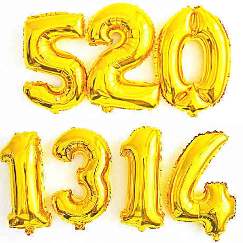 40-дюймовый Золотой Серебряный воздушный шар с цифрами и алфавитом | Дом сад