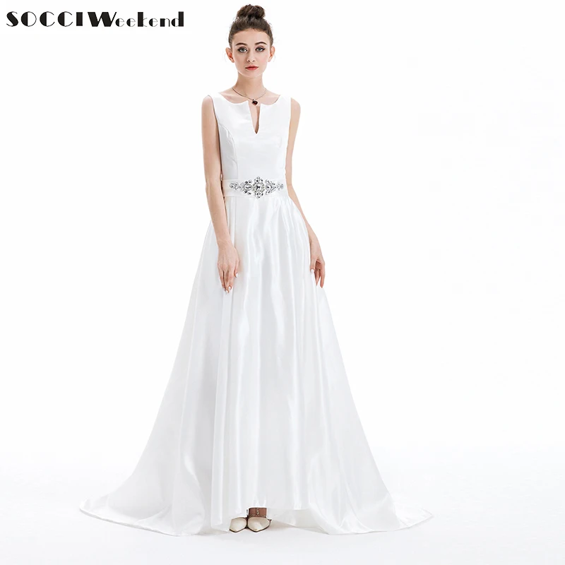 SOCCI/длинное вечернее платье с v образным вырезом украшенное кристаллами Vestido De Festa