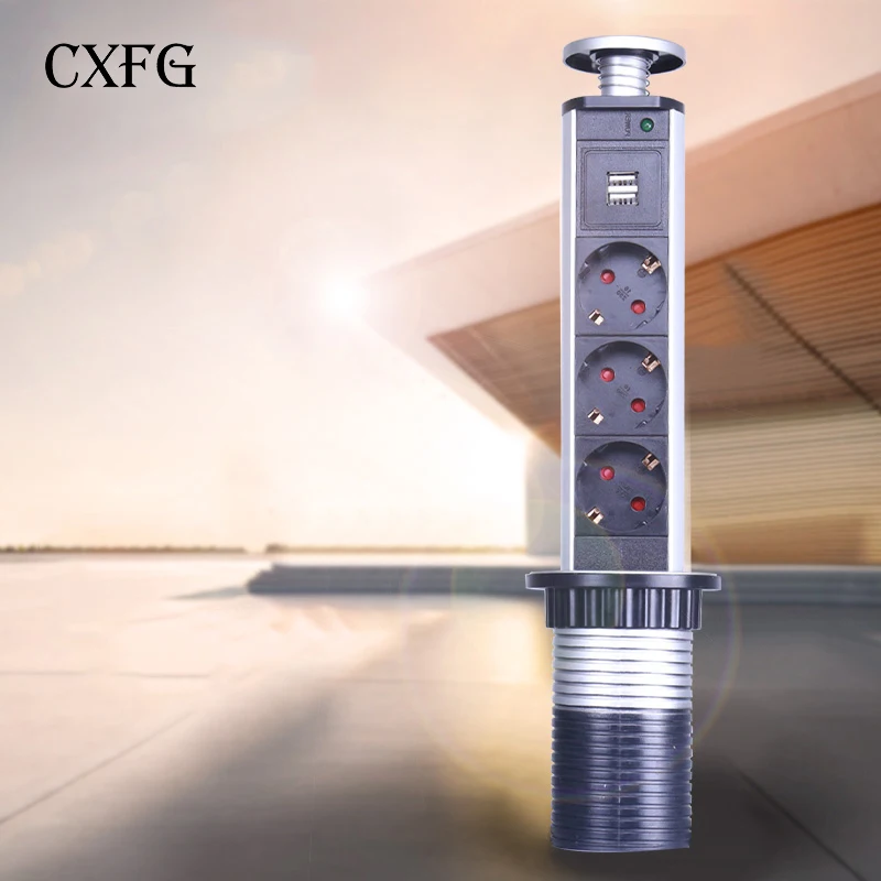 CXFG PULL socket POP UP 3 power Socket 2 USB Outlet зарядный порт Настольный 16A розетки Скрытая кухонная