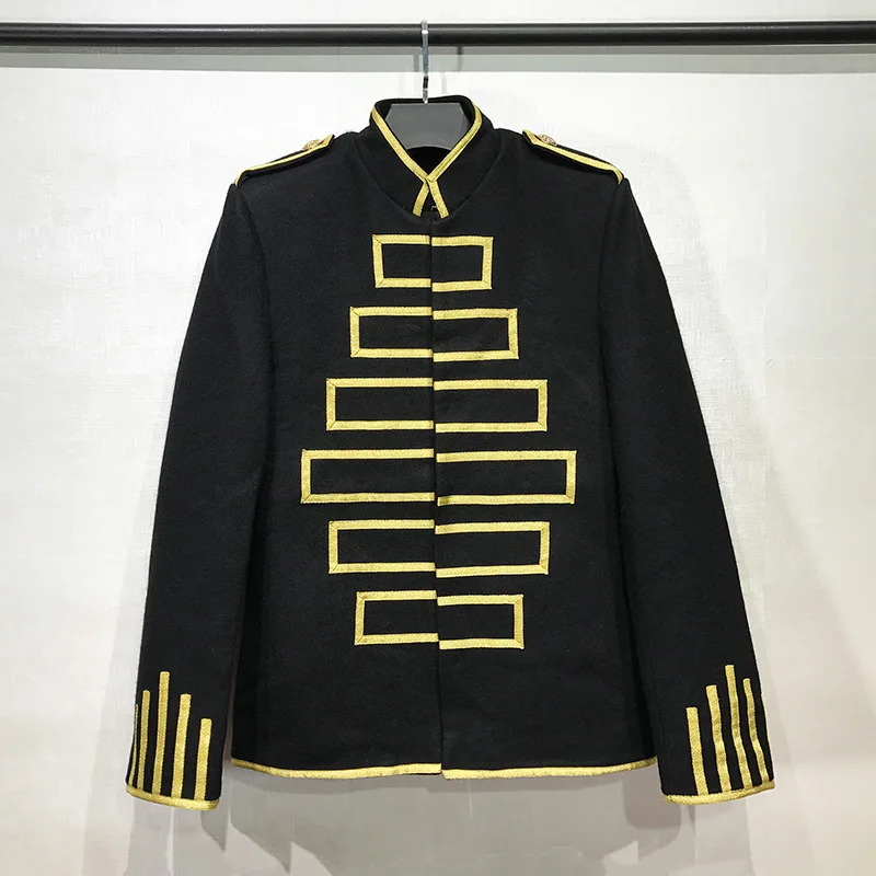 

S-6XL! Singer's costume Winter stars with the same kind of men's suit slim and upright collar suit woollen coat