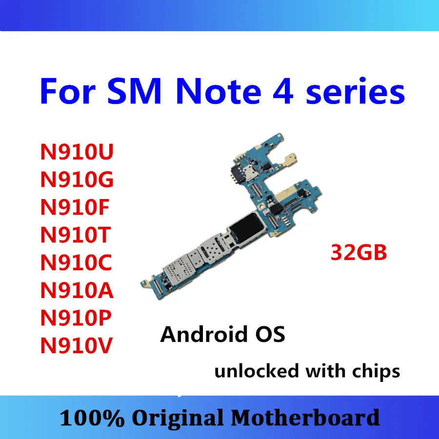 Для samsung Galaxy Note 4 N910U N910G N910F N910T N910C N910A N910P N910V N910H материнская плата 32GB Android протестированный отлично лоджик борд