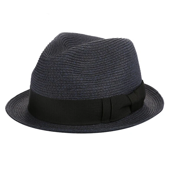 Navy and Black Sedancasesa, мужская фетровая соломенная шляпа с защитой от УФ-лучей, летние солнцезащитные шляпы для мужчин и женщин, соломенная Трилби шапка ручной работы, Пляжная, праздничная, крутая - Цвет: Navy and Black