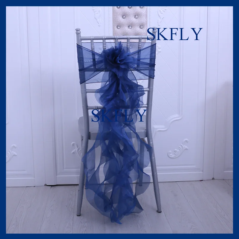 navy blue SH098D SKFLY дешево удивительный фиолетовый красный темно-синий, золотой белый слоновой кости розовый курчавая ива органза стул пояса - Цвет: navy blue