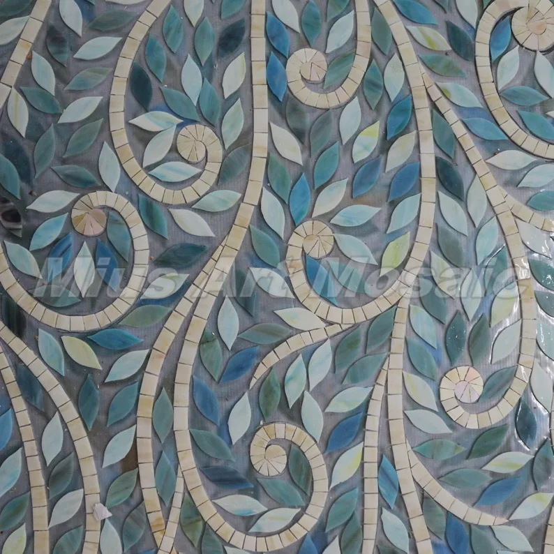 

Tiffany Glass hand cut leaf mosaic murals