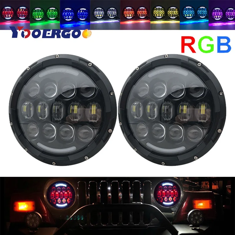 105 Вт 7 дюймов круглый RGB светодиодный фары с Hi/железо добывающей промышленности