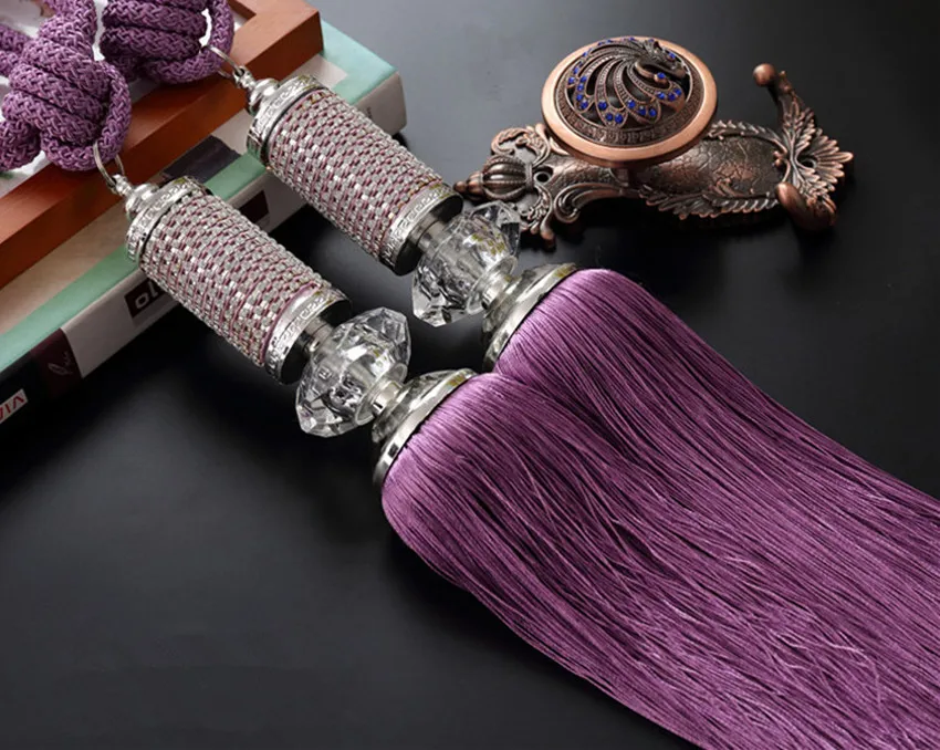 

XWL 1 Pair Diamante Crystal Ball Curtain Hanging Belt Curtain Accessories Strap Fringe Tieback Tassel Buckle Lashing Bandage