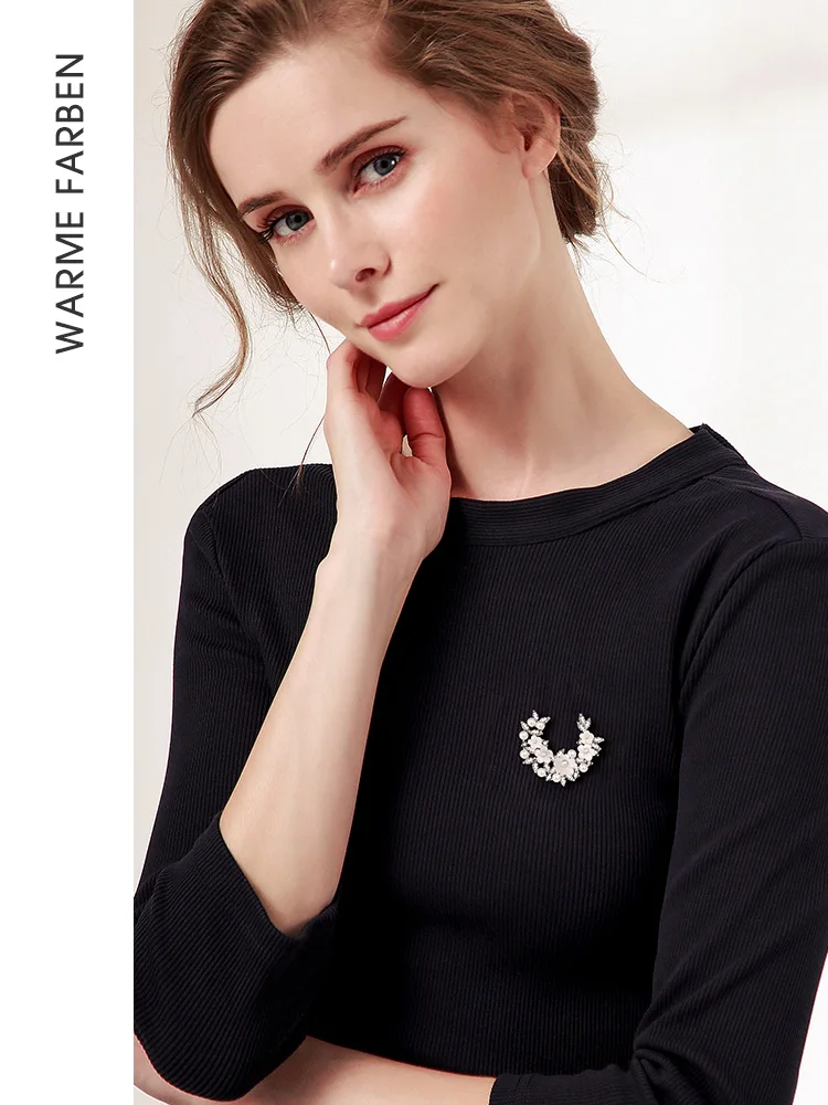 Женская жемчужная брошка Swarovski украшенная кристаллами с белыми вишневыми