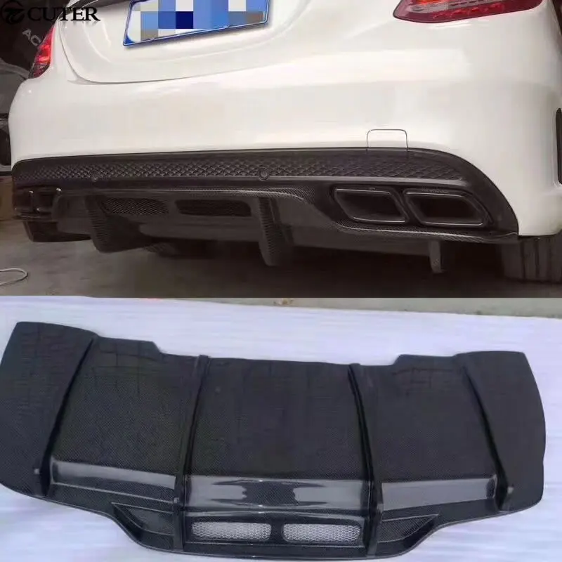 W205 C260 C63 углеродного волокна диффузор губа на задний бампер для Benz PSM стиль 2015|diffuser