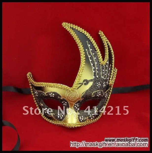 Бесплатная доставка 2016 оптовая продажа Маскарадная маска черная и Золотая