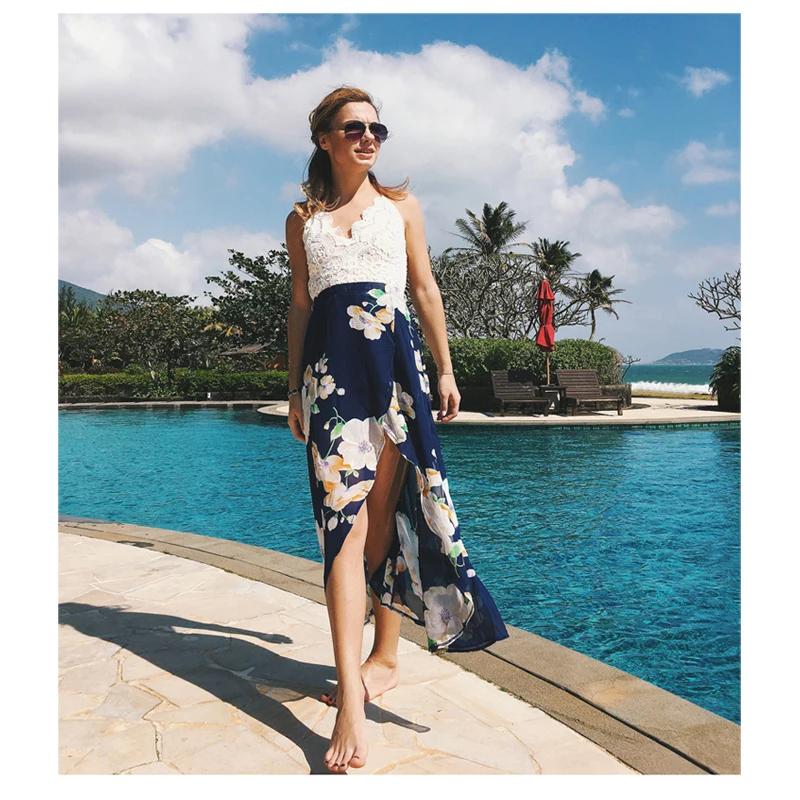 Женская одежда 2018 Платья Повседневное сексуальный кружева шифона шить Печать