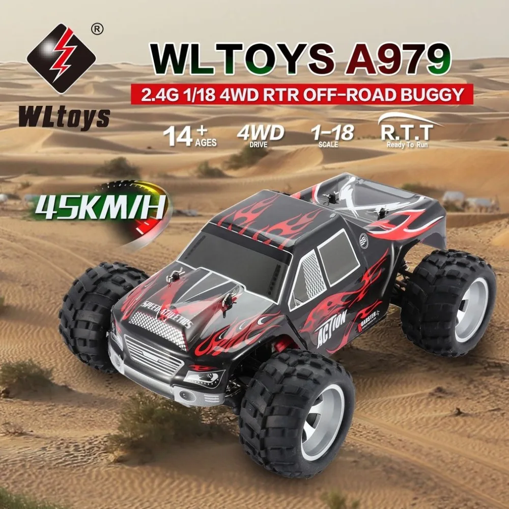 WLtoys A979 2,4 ГГц 1/18 полный пропорциональный пульт дистанционного управления 4WD автомобиль 45 км/ч матовый мотор электрический RTR внедорожный багги RC автомобиль fi