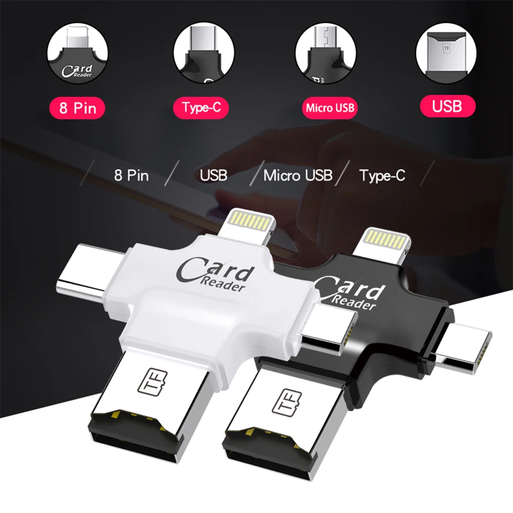 4 в 1 кардридер Type C Micro USB адаптер TF SD для Android ipad/iphone 7plus 6s5s MacBook