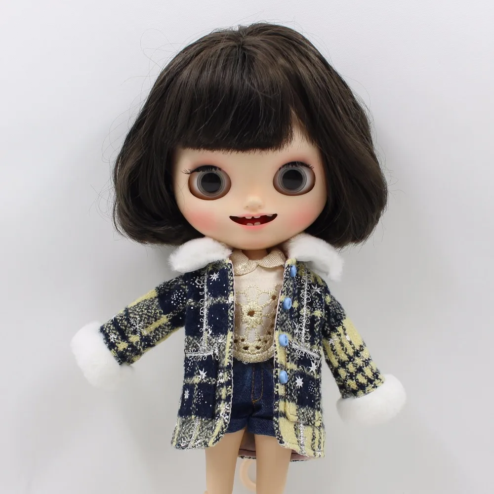 Ледяной DBS Blyth Кукла Одежда Пальто фиолетовый зеленый gingham зимний наряд | Игрушки и