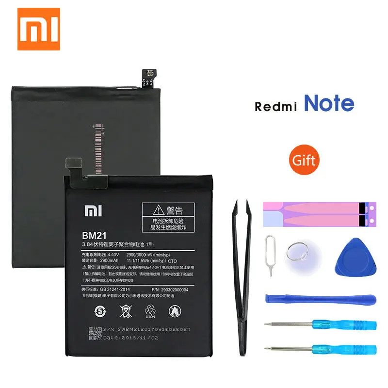 Оригинальный аккумулятор Redmi Note BM21 3000 мАч для XiaoMi 3 Гб 5 7 дюйма высококачественный