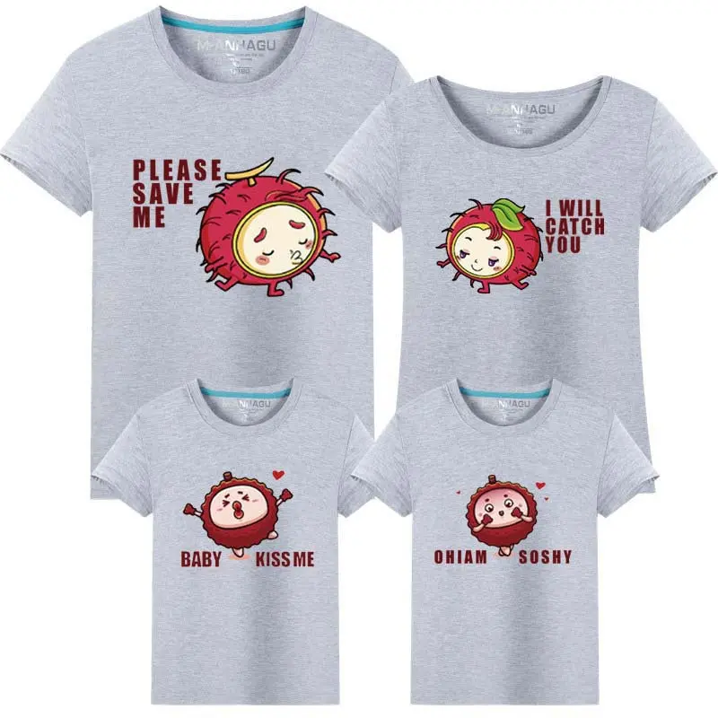 1 шт. однотонная хлопковая Футболка с принтом для матери и дочери | Мать ребенок