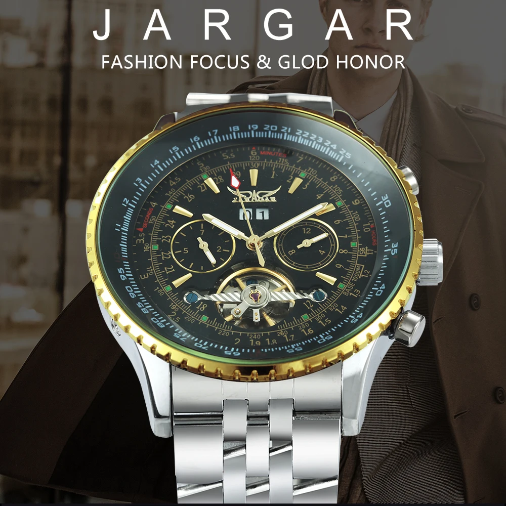JARAGAR модное платье для мужчин автоматические механические часы Tourbillon ремешок из
