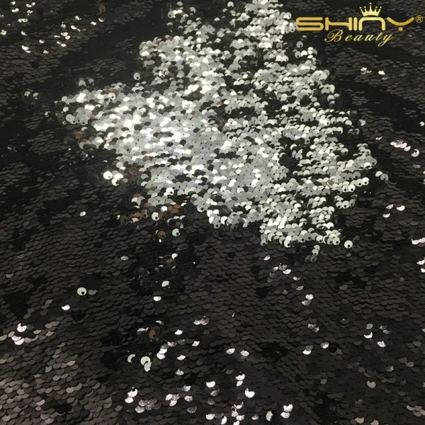 Black and Silver 4 фута* 3 фута(125*92 см) Золотой/черный/розовый Реверсивный блесток ткань для платья/скатерти/Дорожка/Свадебные украшения/фоновый материал - Цвет: Black and Silver