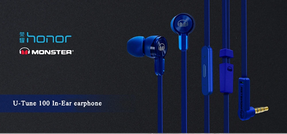 Оригинальные huawei Honor Наушники Монстр N-Tune 100 наушники-вкладыши для смартфона L изгиб Вкладыши+ микрофон шумоподавление