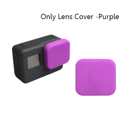 Lens Cover-Purple Аксессуары для Go Pro, чехол для экшн-камеры, защитный силиконовый чехол+ Крышка для объектива GoPro Hero 5 6 7 Black Hero camera - Цвет: Lens Cover-Purple