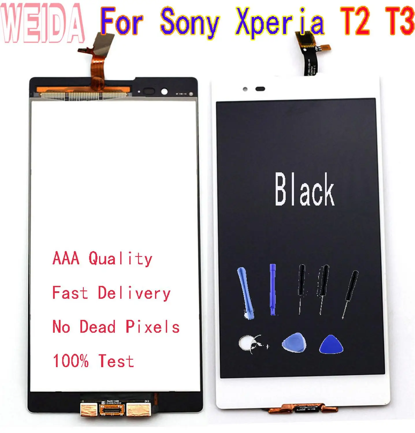 

WEIDA 4.6" For Sony Xperia T2 Ultra LCD T3 LCD Touch Screen Digitizer Assembly Black WITHOUT frame Free tool