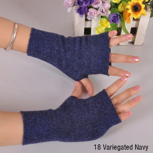 hua navy blue Распродажа, перчатки из натуральной овечьей шерсти, женские перчатки с открытыми пальцами, зимняя Осенняя вязаная одежда для женщин, перчатки без пальцев, рукавицы на запястье - Цвет: hua navy blue