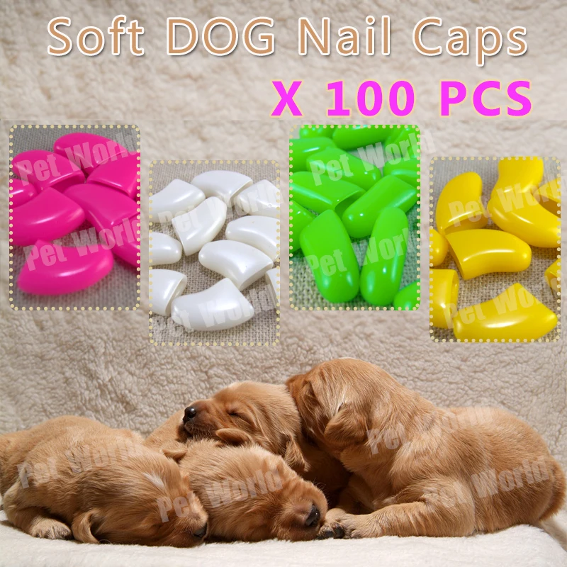 100 шт./лот наборы ногтей для собак колпачки Колпачки лап когтей домашних животных
