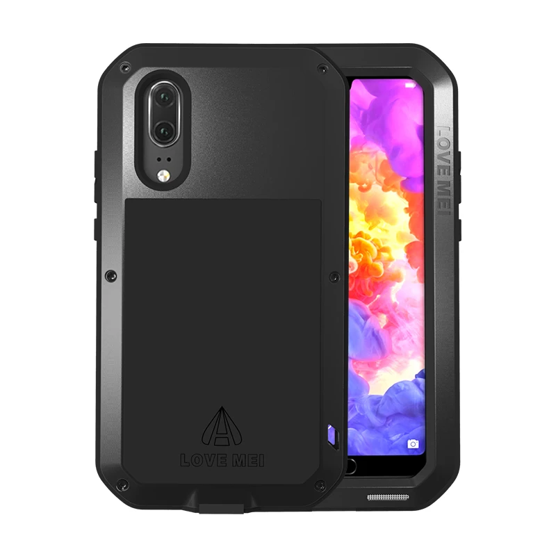 Любовь Мэй металлический Алюминий чехол для huawei P20 Pro Heavy Duty Броня ударопрочный Водонепроницаемый мощный Телефон чехол для huawei P20 принципиально - Цвет: black