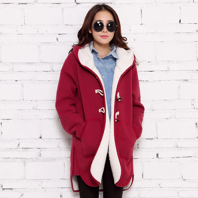 korean style Plus size Women 2014 Autumn winter hood Fleece thicken loose long sleeve Sweatshirt jacket | Женская одежда